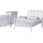 Baxton Studio Lucera Mid-Century White Twin Size 5-Piece Bobbin Bedroom Set
