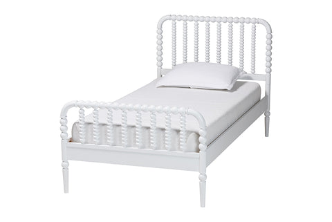 Baxton Studio Lucera Mid-Century White Twin Size Bobbin Bed