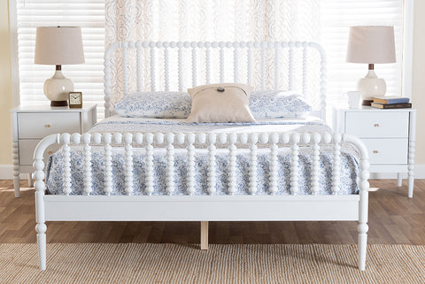 Baxton Studio Lucera Mid-Century White Full Size 3-Piece Bobbin Bedroom Set