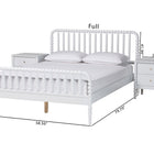 Baxton Studio Lucera Mid-Century White Queen Size 3-Piece Bobbin Bedroom Set