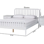 Baxton Studio Lucera Mid-Century White Queen Size 3-Piece Bobbin Bedroom Set