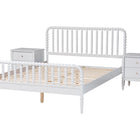 Baxton Studio Lucera Mid-Century White Queen Size 3-Piece Bobbin Bedroom Set