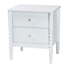 Baxton Studio Lucera Mid-Century White Queen Size 3-Piece Bobbin Bedroom Set