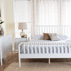 Baxton Studio Lucera Mid-Century White Queen Size 4-Piece Bobbin Bedroom Set