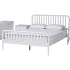 Baxton Studio Lucera Mid-Century White Queen Size 4-Piece Bobbin Bedroom Set