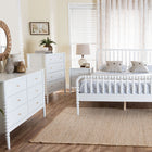 Baxton Studio Lucera Mid-Century White Queen Size 5-Piece Bobbin Bedroom Set