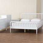 Baxton Studio Lucera Mid-Century White Queen Size 5-Piece Bobbin Bedroom Set