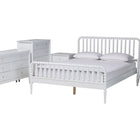Baxton Studio Lucera Mid-Century White Queen Size 5-Piece Bobbin Bedroom Set