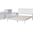 Baxton Studio Lucera Mid-Century White Queen Size 5-Piece Bobbin Bedroom Set