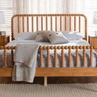 Baxton Studio Lucera Mid-Century Oak Brown Queen Size 3-Piece Bobbin Bedroom Set