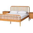 Baxton Studio Lucera Mid-Century Oak Brown Queen Size 3-Piece Bobbin Bedroom Set