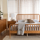 Baxton Studio Lucera Mid-Century Oak Brown Queen Size 4-Piece Bobbin Bedroom Set