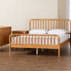 Baxton Studio Lucera Mid-Century Oak Brown Queen Size 4-Piece Bobbin Bedroom Set