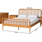 Baxton Studio Lucera Mid-Century Oak Brown Queen Size 4-Piece Bobbin Bedroom Set