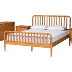 Baxton Studio Lucera Mid-Century Oak Brown Queen Size 4-Piece Bobbin Bedroom Set