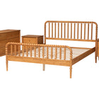 Baxton Studio Lucera Mid-Century Oak Brown Queen Size 4-Piece Bobbin Bedroom Set