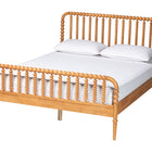 Baxton Studio Lucera Mid-Century Oak Brown Queen Size 4-Piece Bobbin Bedroom Set