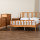 Baxton Studio Lucera Mid-Century Oak Brown Queen Size 5-Piece Bobbin Bedroom Set