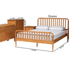 Baxton Studio Lucera Mid-Century Oak Brown Queen Size 5-Piece Bobbin Bedroom Set