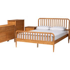 Baxton Studio Lucera Mid-Century Oak Brown Queen Size 5-Piece Bobbin Bedroom Set