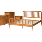Baxton Studio Lucera Mid-Century Oak Brown Queen Size 5-Piece Bobbin Bedroom Set