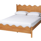 Baxton Studio Malaya Modern Oak Brown Wood Queen Platform Bed with Scalloped Edges