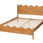 Baxton Studio Malaya Modern Oak Brown Wood Queen Platform Bed with Scalloped Edges
