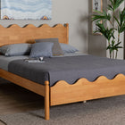 Baxton Studio Malaya Modern Oak Brown Wood Queen Platform Bed with Scalloped Edges