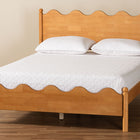 Baxton Studio Malaya Modern Oak Brown Wood Queen Platform Bed with Scalloped Edges