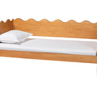 Baxton Studio Malaya Modern Oak Brown Wood Twin Daybed with Scalloped Edges