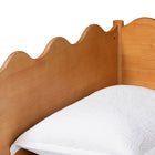 Baxton Studio Malaya Modern Oak Brown Wood Full Daybed with Scalloped Edges