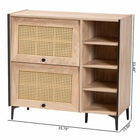 Baxton Studio Malcolm Mid-Century Modern Oak Brown Wood Shoe Cabinet with Flipper Doors