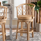 bali & pari Ayu Bohemian Light Honey Rattan Swivel Counter Stool