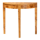 bali & pari Jihan Modern and Contemporary Natural Real Burl Wood Half-Moon Console Table