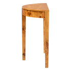 bali & pari Jihan Modern and Contemporary Natural Real Burl Wood Half-Moon Console Table