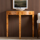 bali & pari Jihan Modern and Contemporary Natural Real Burl Wood Half-Moon Console Table