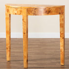 bali & pari Jihan Modern and Contemporary Natural Real Burl Wood Half-Moon Console Table