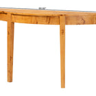 bali & pari Jihan Modern and Contemporary Natural Real Burl Wood Half-Moon Large Console Table