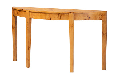 bali & pari Jihan Modern and Contemporary Natural Real Burl Wood Half-Moon Large Console Table