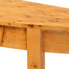 bali & pari Jihan Modern and Contemporary Natural Real Burl Wood Half-Moon Large Console Table