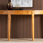 bali & pari Jihan Modern and Contemporary Natural Real Burl Wood Half-Moon Large Console Table