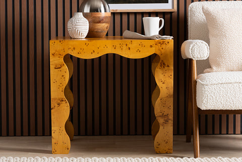 bali & pari Huxley Modern and Contemporary Natural Real Burl Wood End Table
