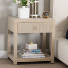 bali & pari Nata Bohemian Woven Natural Grasscloth 1-Drawer Nightstand