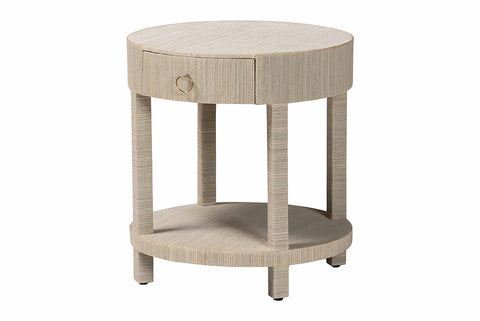 bali & pari Sadia Bohemian Woven Natural Grasscloth 1-Drawer Nightstand