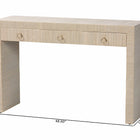 bali & pari Cielo Bohemian Woven Natural Grasscloth 3-Drawer Console Table