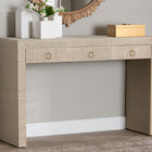 bali & pari Cielo Bohemian Woven Natural Grasscloth 3-Drawer Console Table