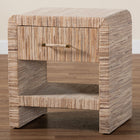 bali & pari Callan Bohemian Woven Natural Grasscloth 1-Drawer Nightstand