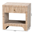 bali & pari Julia Bohemian Woven Natural Grasscloth 1-Drawer Nightstand