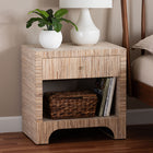 bali & pari Julia Bohemian Woven Natural Grasscloth 1-Drawer Nightstand