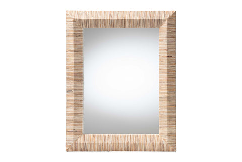 bali & pari Adino Bohemian Woven Natural Grasscloth Rectangle Accent Mirror